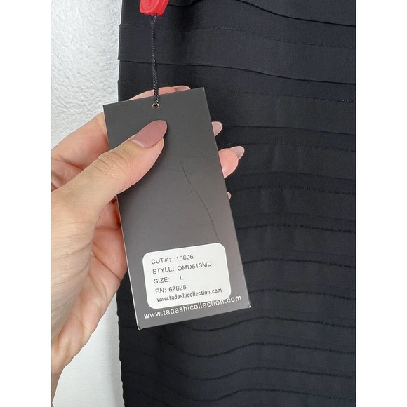 NEW Tadashi Collection Black Tiered Midi Skirt L Pencil Straight Cocktail Large - Picture 9 of 12